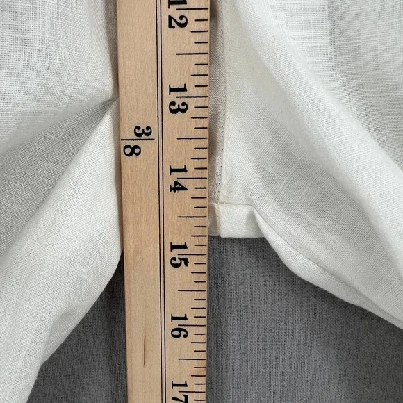 ENZA COSTA Tapered Pleated Pant Womens 25 White Linen Trouser Undyed High Waist - Picture 15 of 16